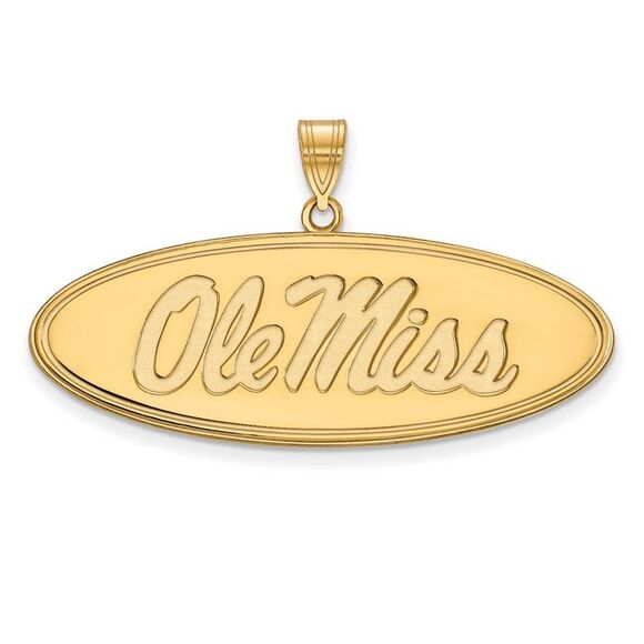 14k Yellow Gold U. of Mississippi Large Oval 'Ole Miss' Pendant